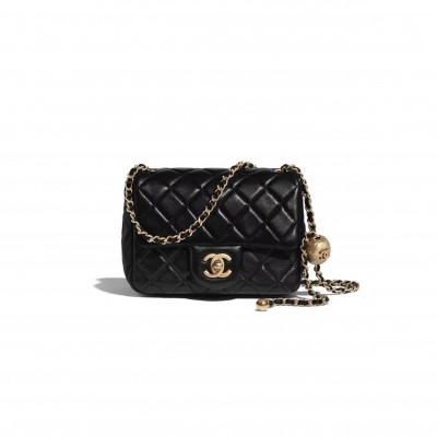 CHANEL MASTER METAL BALL LAMBSKIN FLAP BAG AS1786 (18*13*7cm)